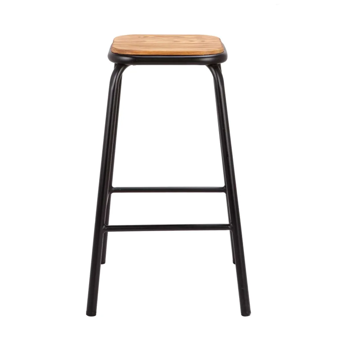 Max - Tabouret snack industriel sans dossier en métal assise bois — vue 3