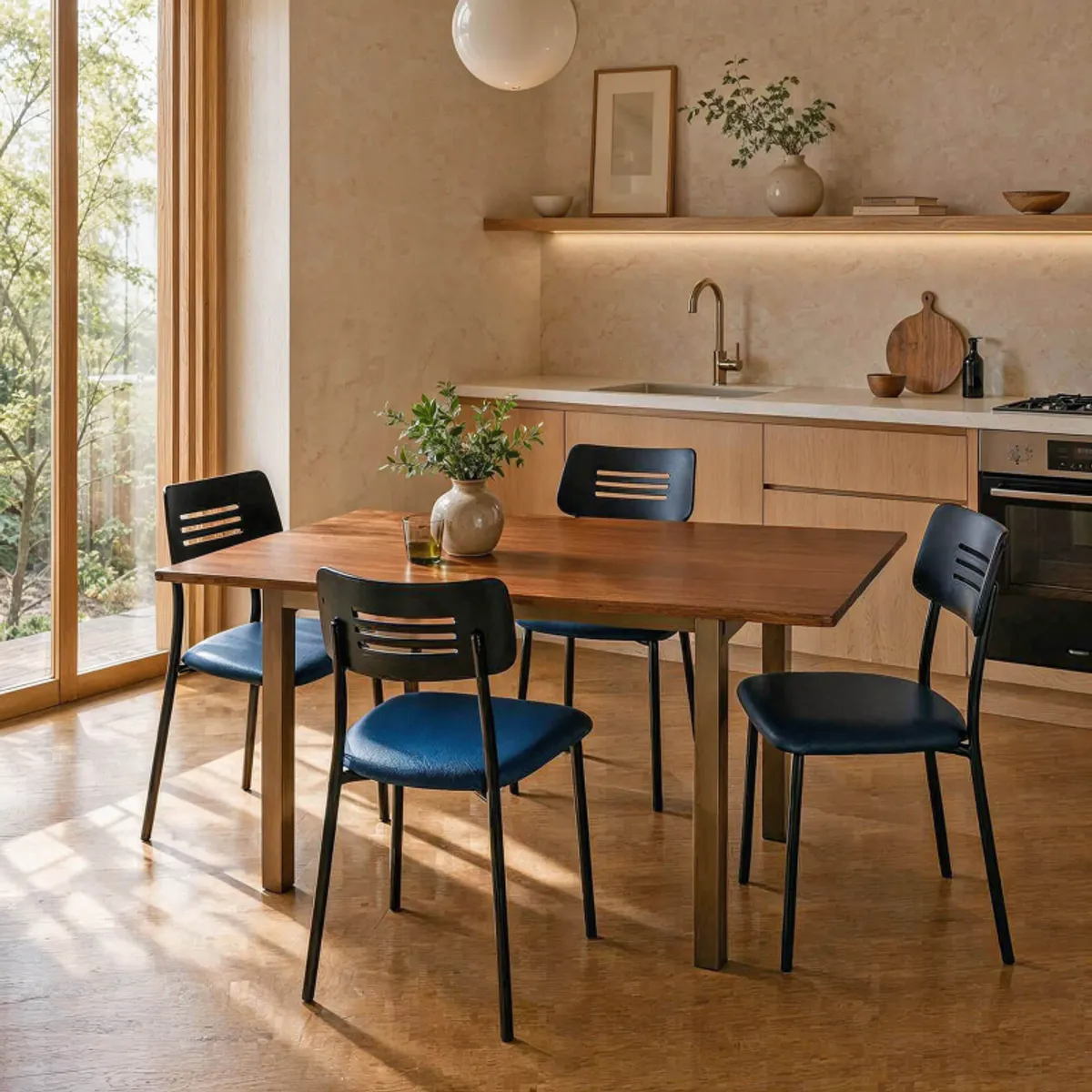 Vienna - Table de cuisine carrée extensible pieds en métal — vue 4
