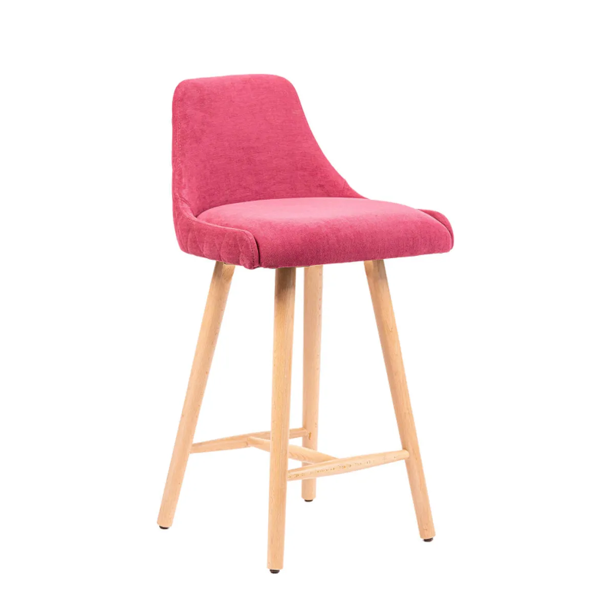 Lars diamant - Tabouret snack matelassé en tissu et pieds en bois — vue 4