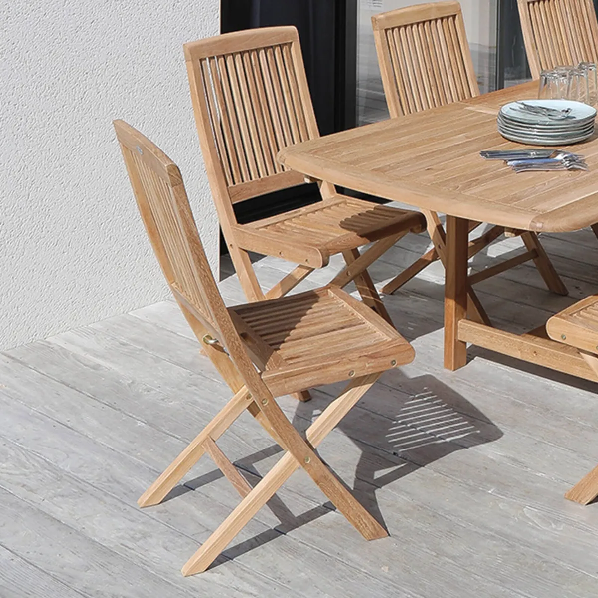 Bodini - Chaise de jardin pliante en teck massif — vue 3