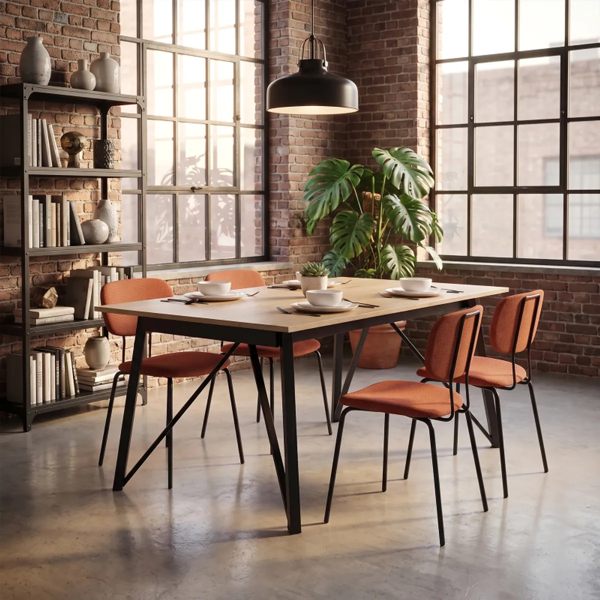 Wacko - Table design industriel extensible avec pieds en métal