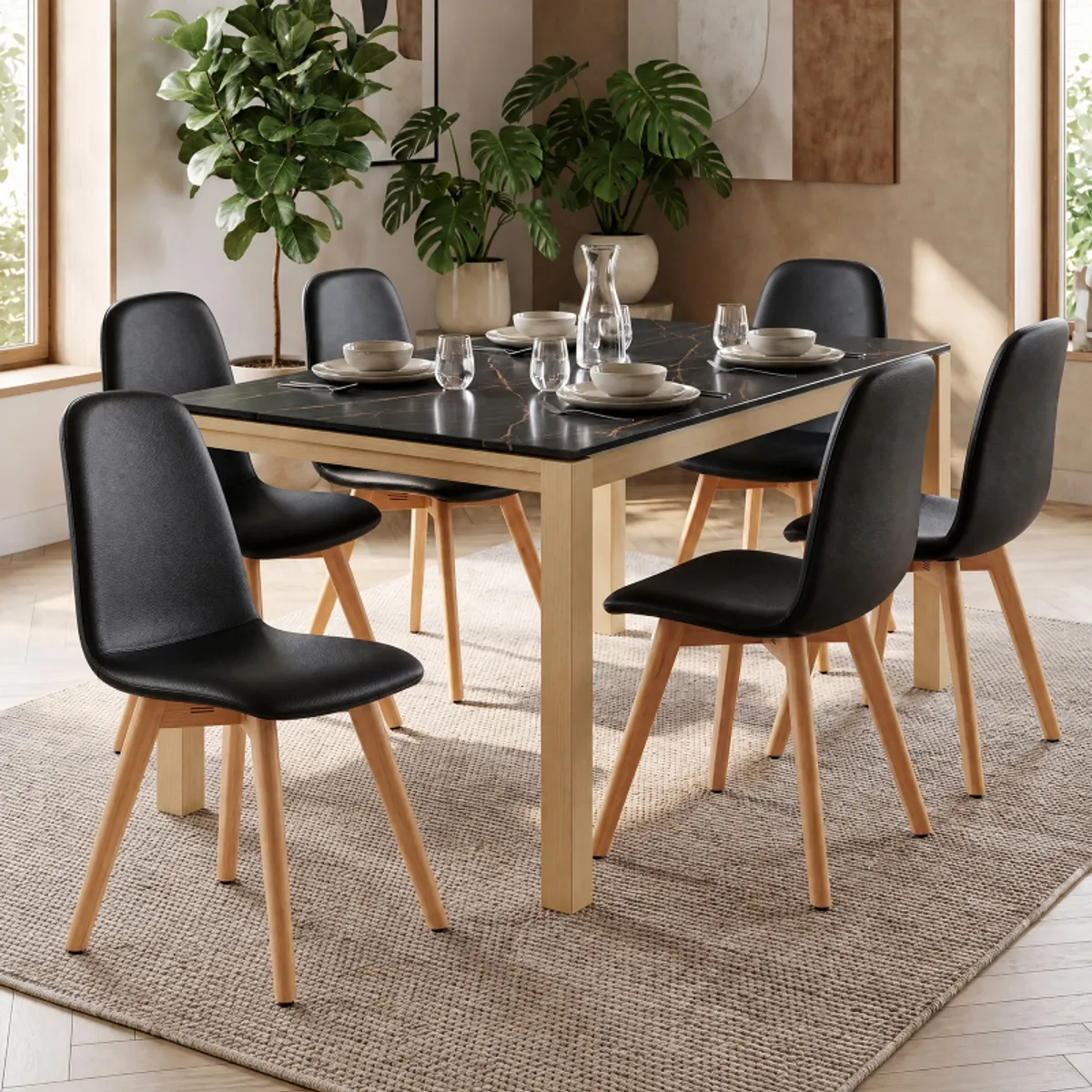 Pandora - Chaise rembourrée avec pieds coniques en bois — vue 4