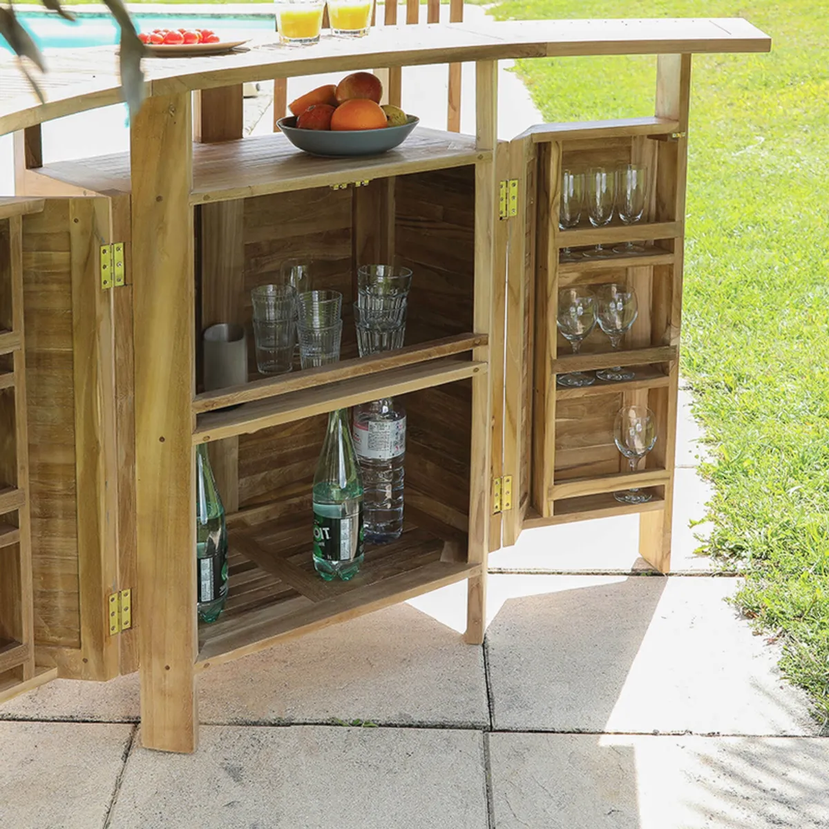 Menhir - Bar de jardin avec rangement pliable en teck massif — vue 4
