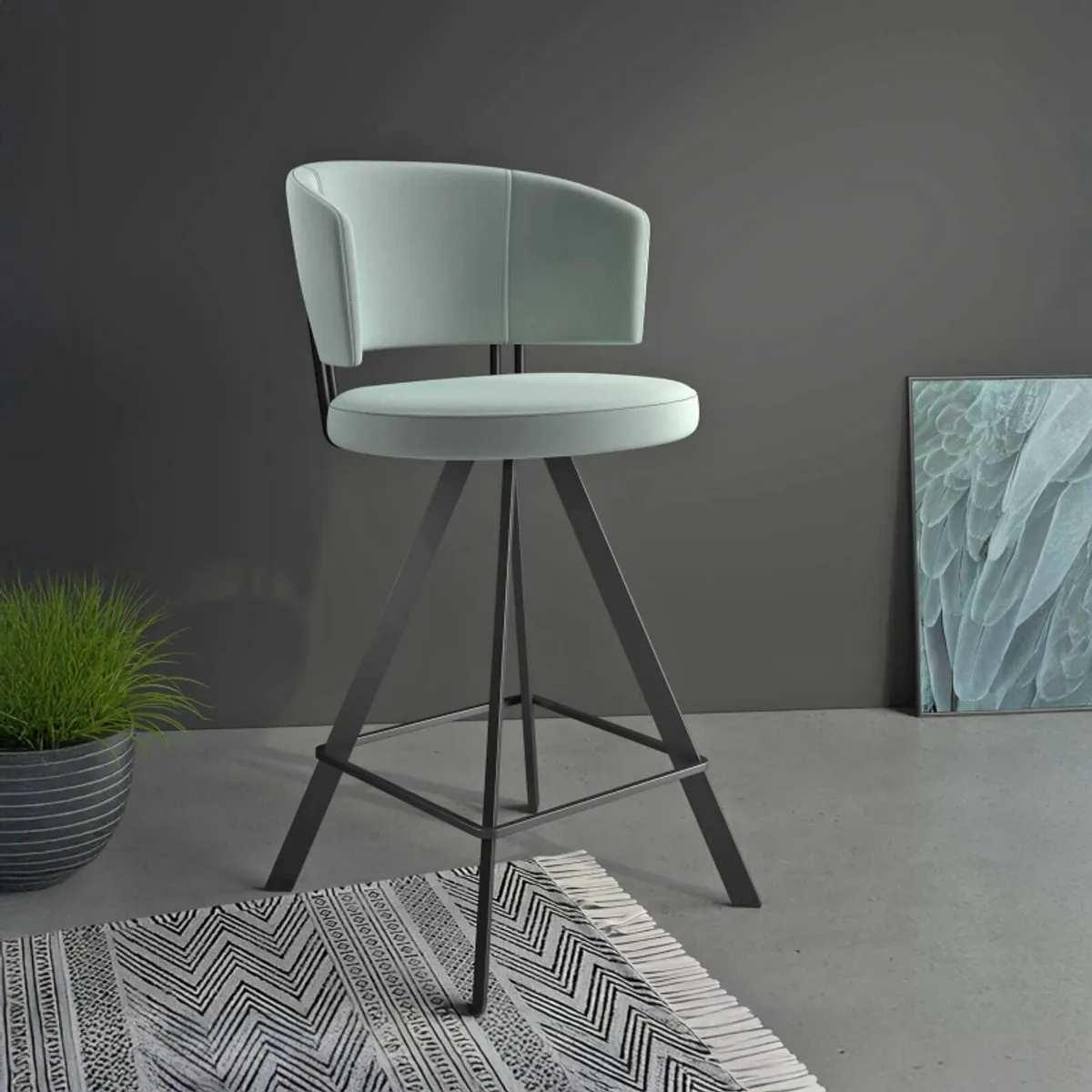 Allure - Tabouret snack design pivotant en tissu