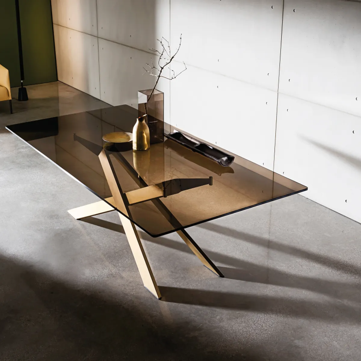 Cross Sovet® - Table de salle à manger design en verre et métal
