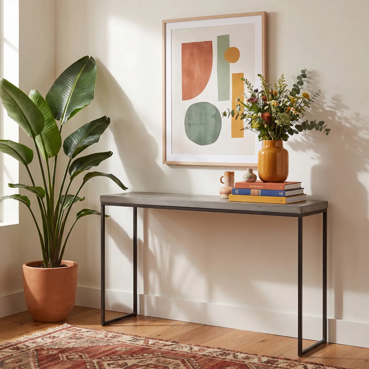 Eternelle - Console design industriel en béton ciré pieds forme traîneau — vue 4