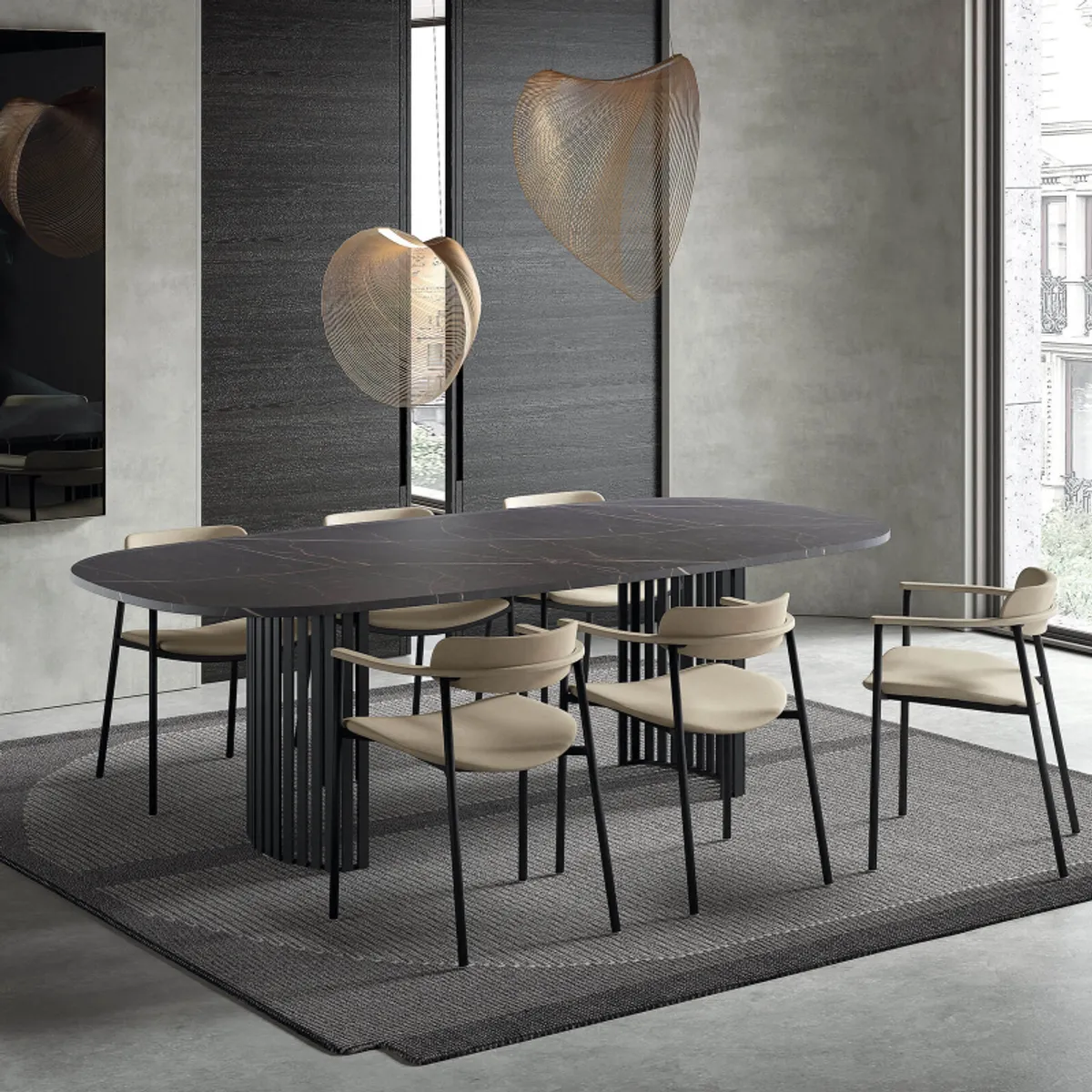Canvas - Grande table design rectangulaire aux bords arrondis avec pieds ajourés — vue 4