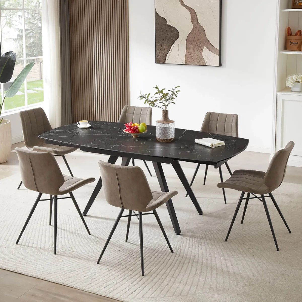 Iberis - Chaise design rembourrée inspiration vintage avec pieds en métal noir — vue 3