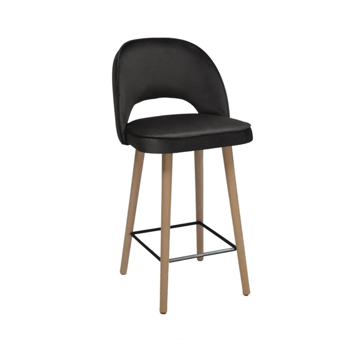 Bistrot - Tabouret snack en tissu dossier ajouré avec pieds en bois — vue 3