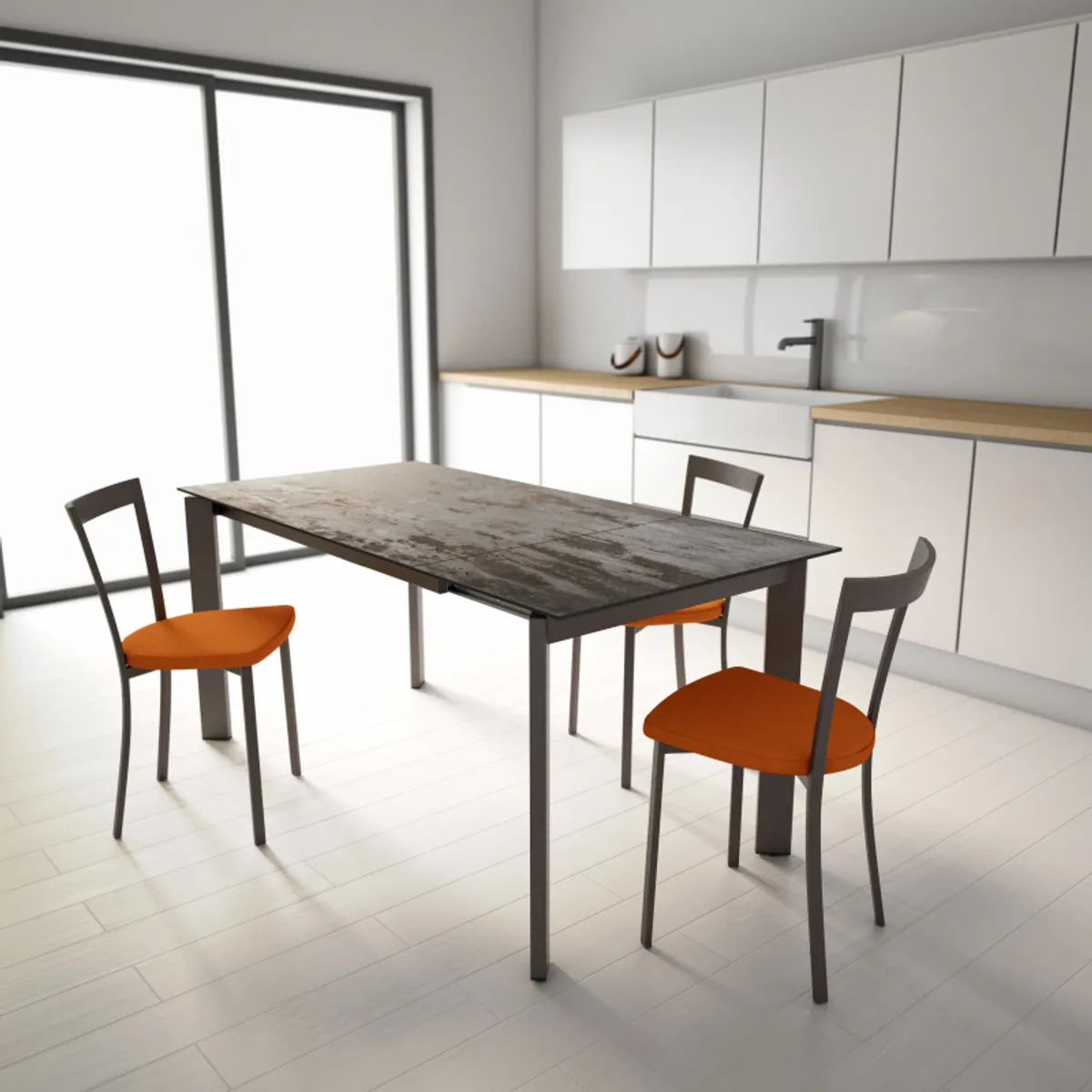 Poker - Table extensible Dekton pieds métal — vue 3