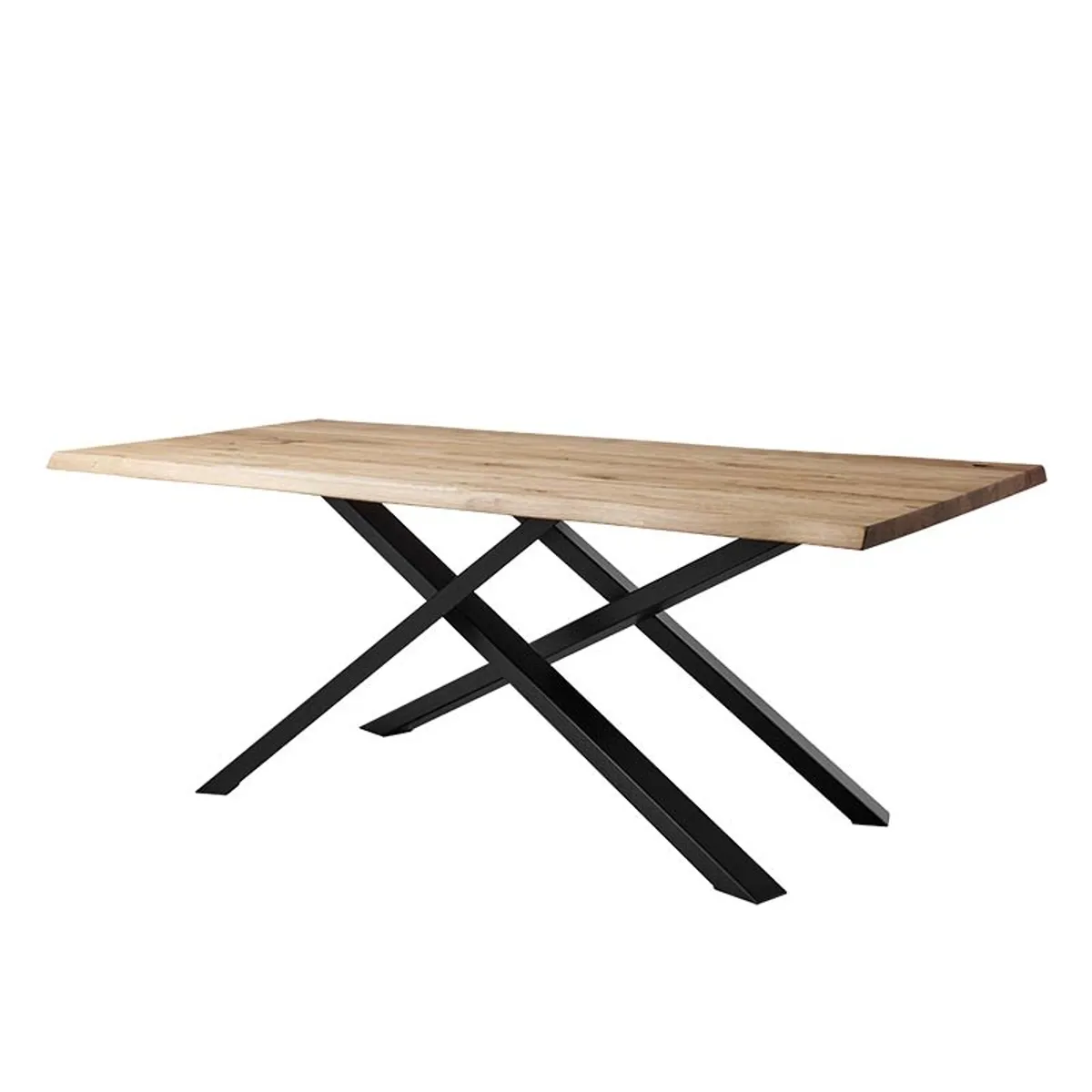 Carte - Table rectangulaire industrielle en bois massif et pieds mikado