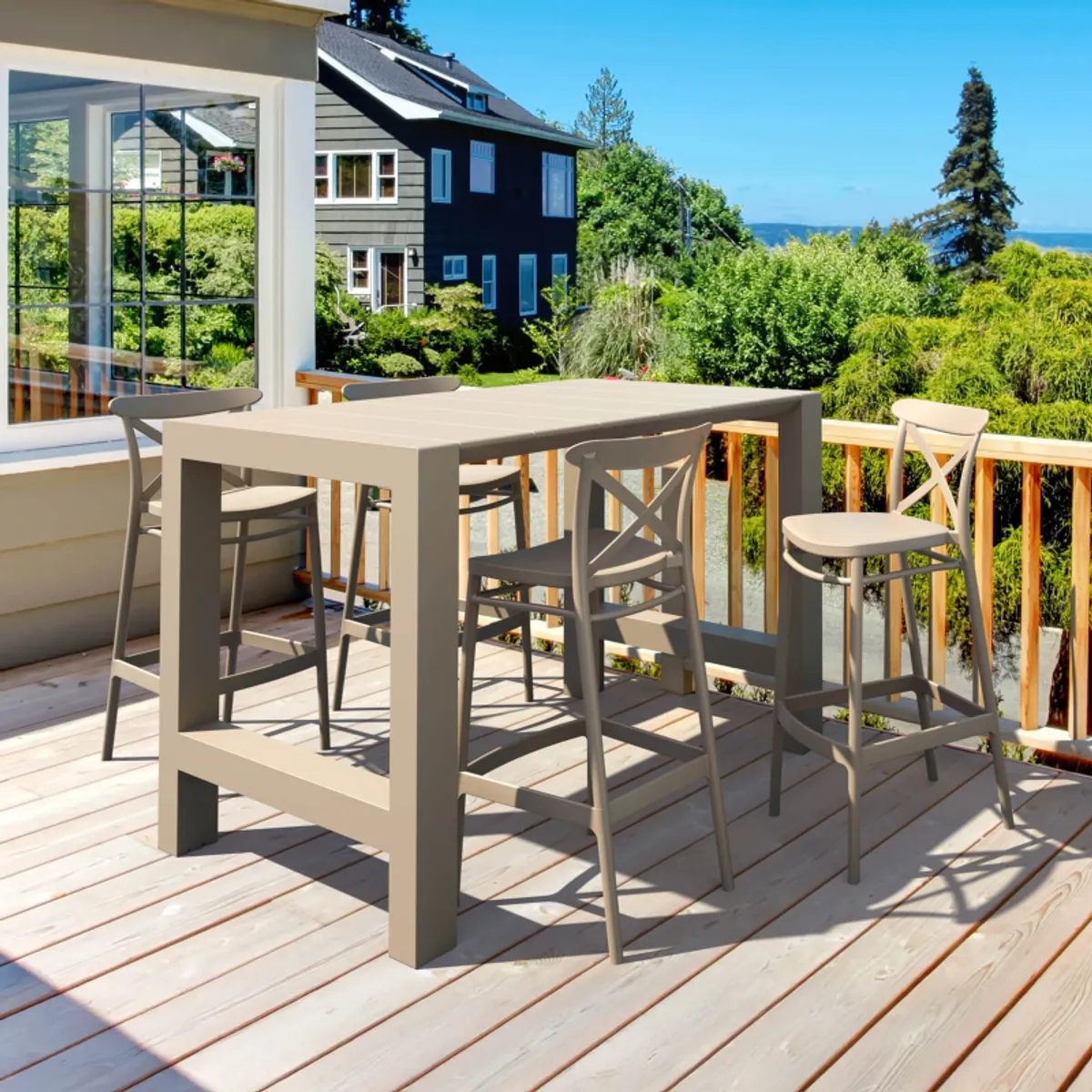 Cross - Tabouret de bar pour jardin avec dossier — vue 4