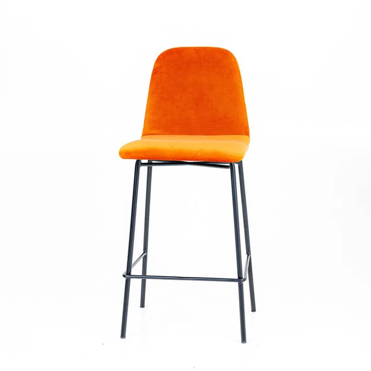 Pandora diamant - Tabouret snack dos matelassé en tissu et pieds métal — vue 5