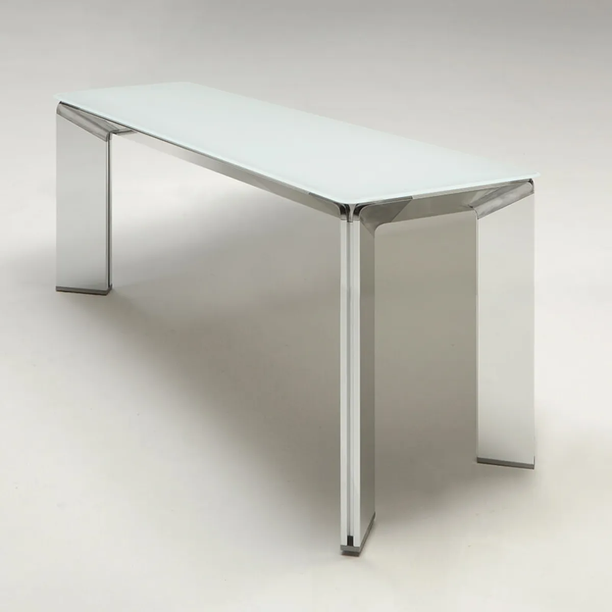 Class - Console en verre et pieds aluminium fabriquée en Italie
