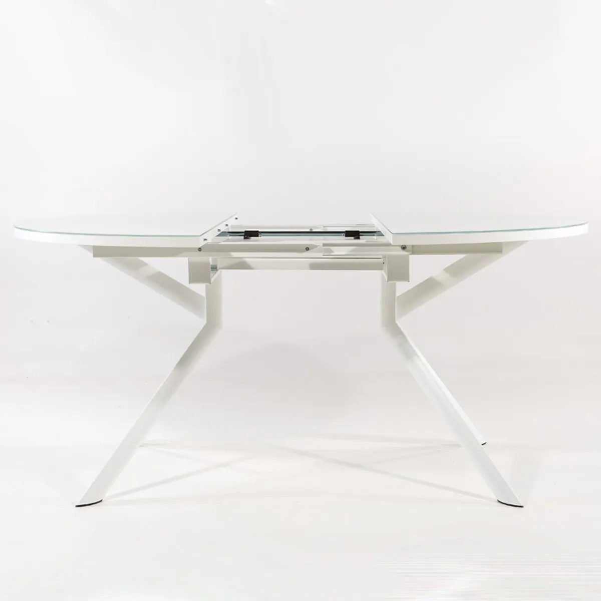 Giove - Table ronde extensible en verre blanc — vue 5