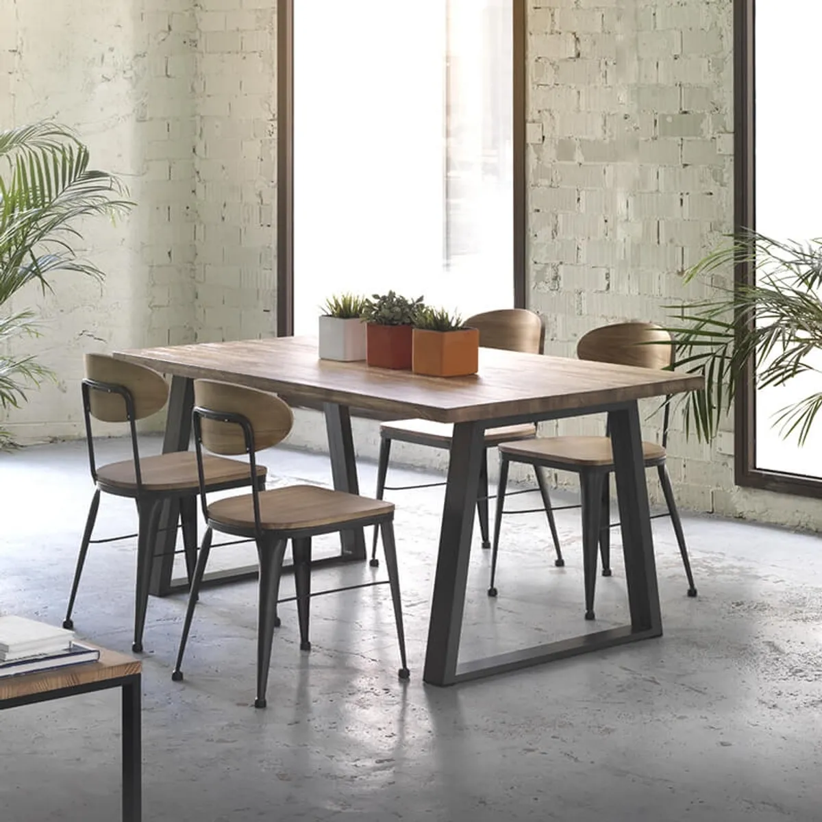 Austin - Chaise industrielle vintage en bois et métal — vue 4