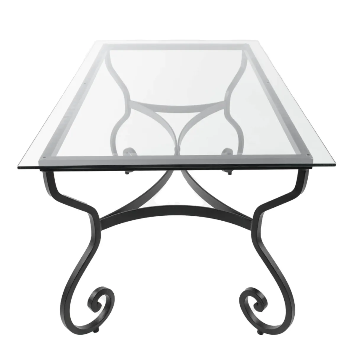 Damasco - Table de jardin provençale plateau verre avec pieds en acier — vue 3