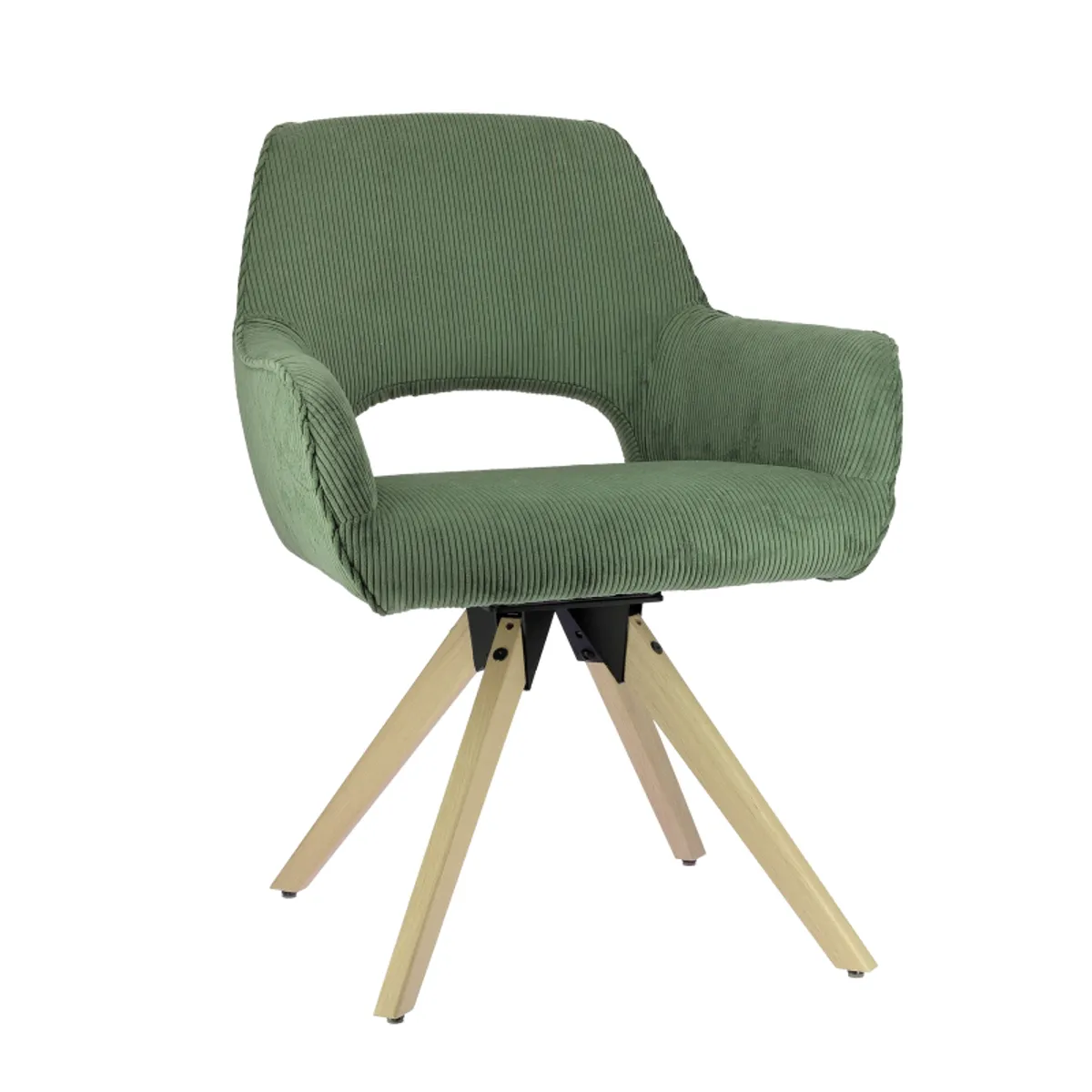 Marius - Fauteuil cocooning pivotant en tissu avec pieds bois — vue 4