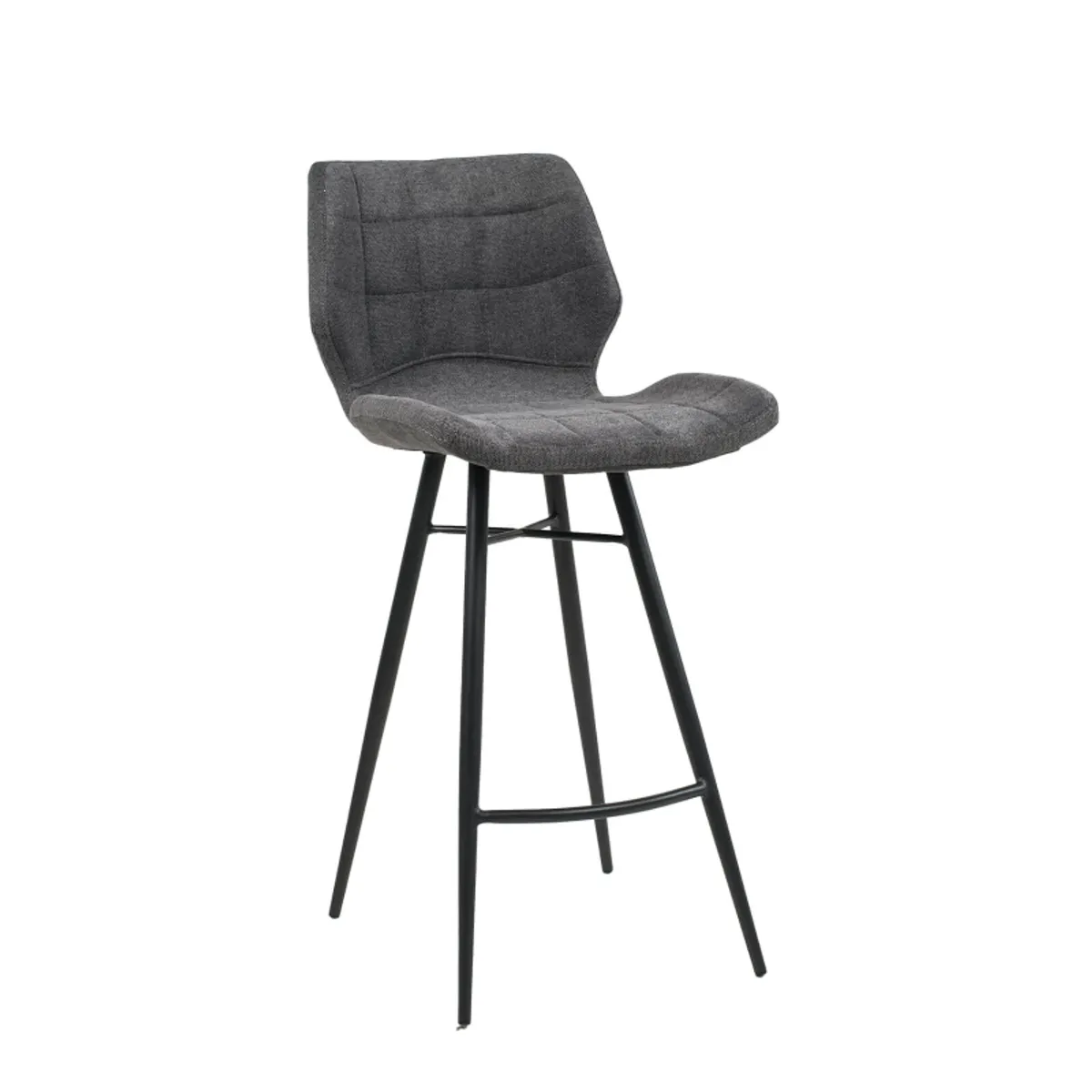 Impia - Tabouret design coque matelassée en tissu et pieds en métal noir — vue 3
