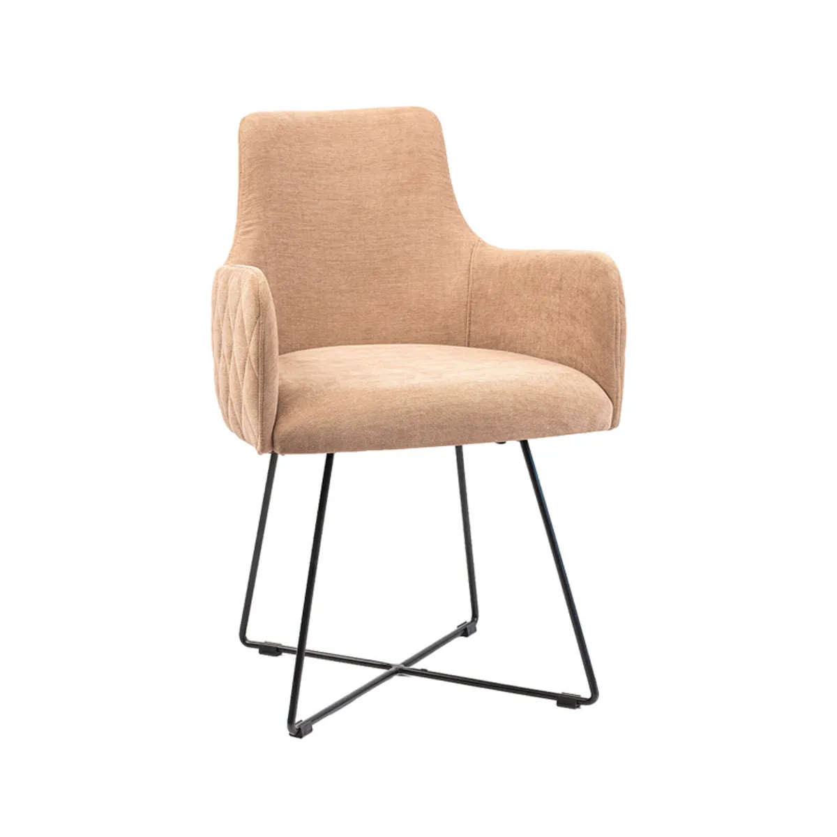 Anders diamant - Fauteuil design en tissu dos matelassé et pieds métal — vue 3