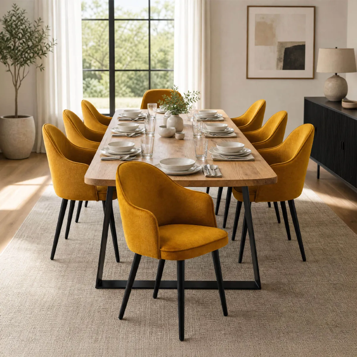 Bistrot - Fauteuil confortable en tissu et pieds bois — vue 4