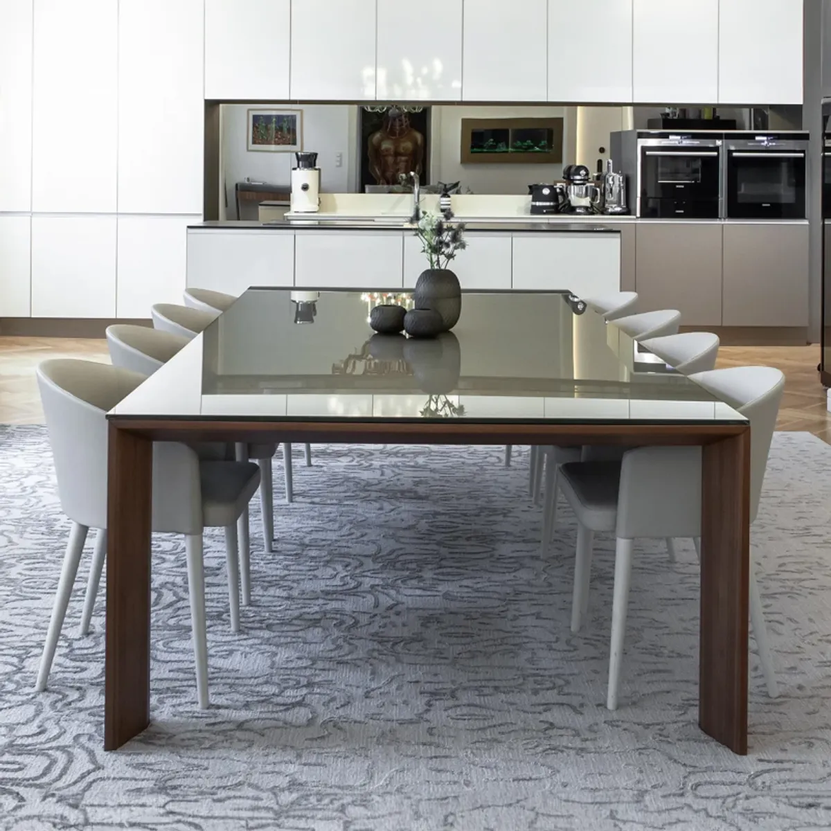 Toronto Sovet® - Table design rectangulaire en verre piétement bois — vue 4