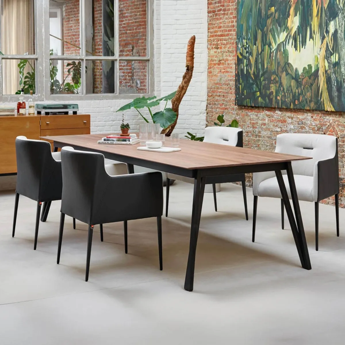 Brest Mobitec® - Table en bois massif avec pieds en métal forme épingle