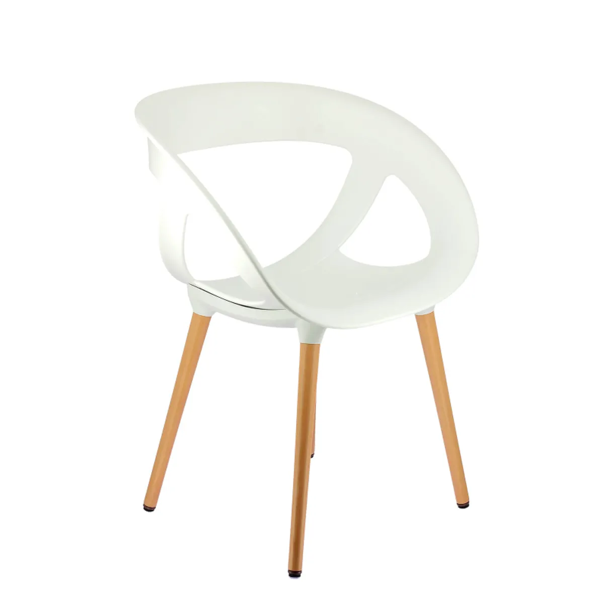Moema - Fauteuil design italien coque ajourée en technopolymère et pieds en bois — vue 3