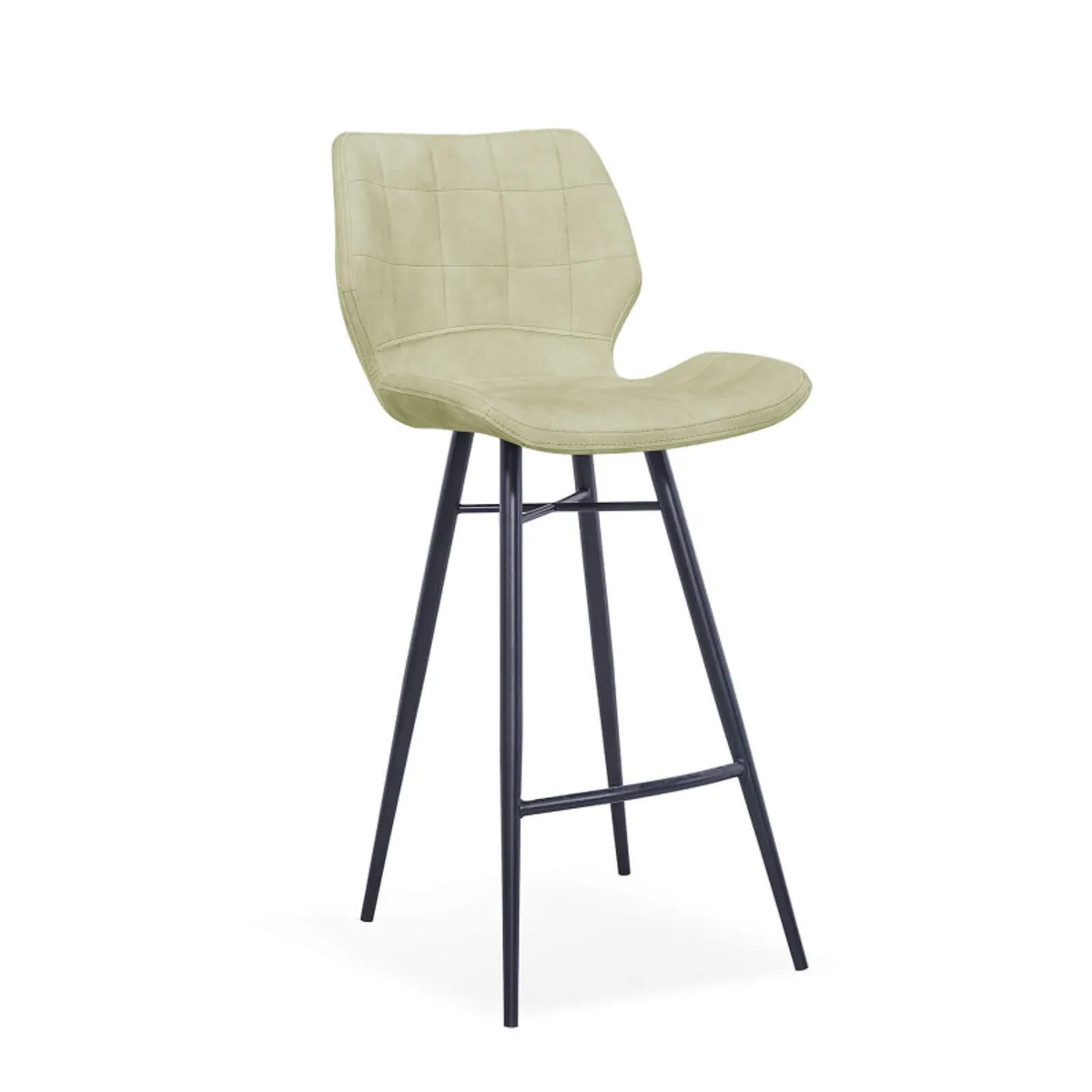 Impia - Tabouret design coque matelassée en velours et pieds en métal noir — vue 3