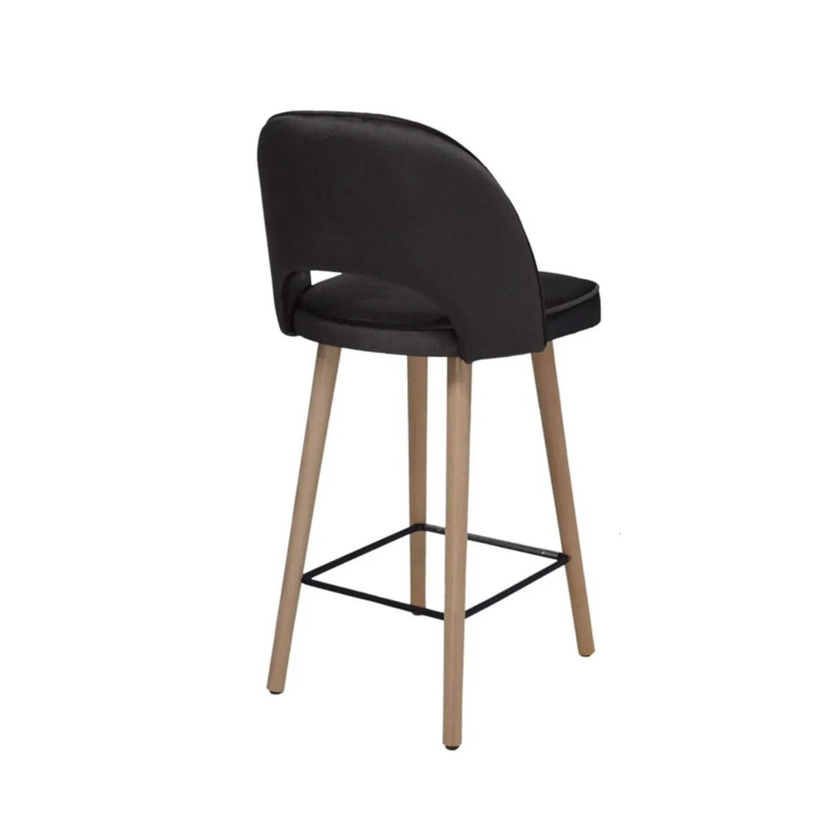 Bistrot - Tabouret snack en tissu dossier ajouré avec pieds en bois — vue 5