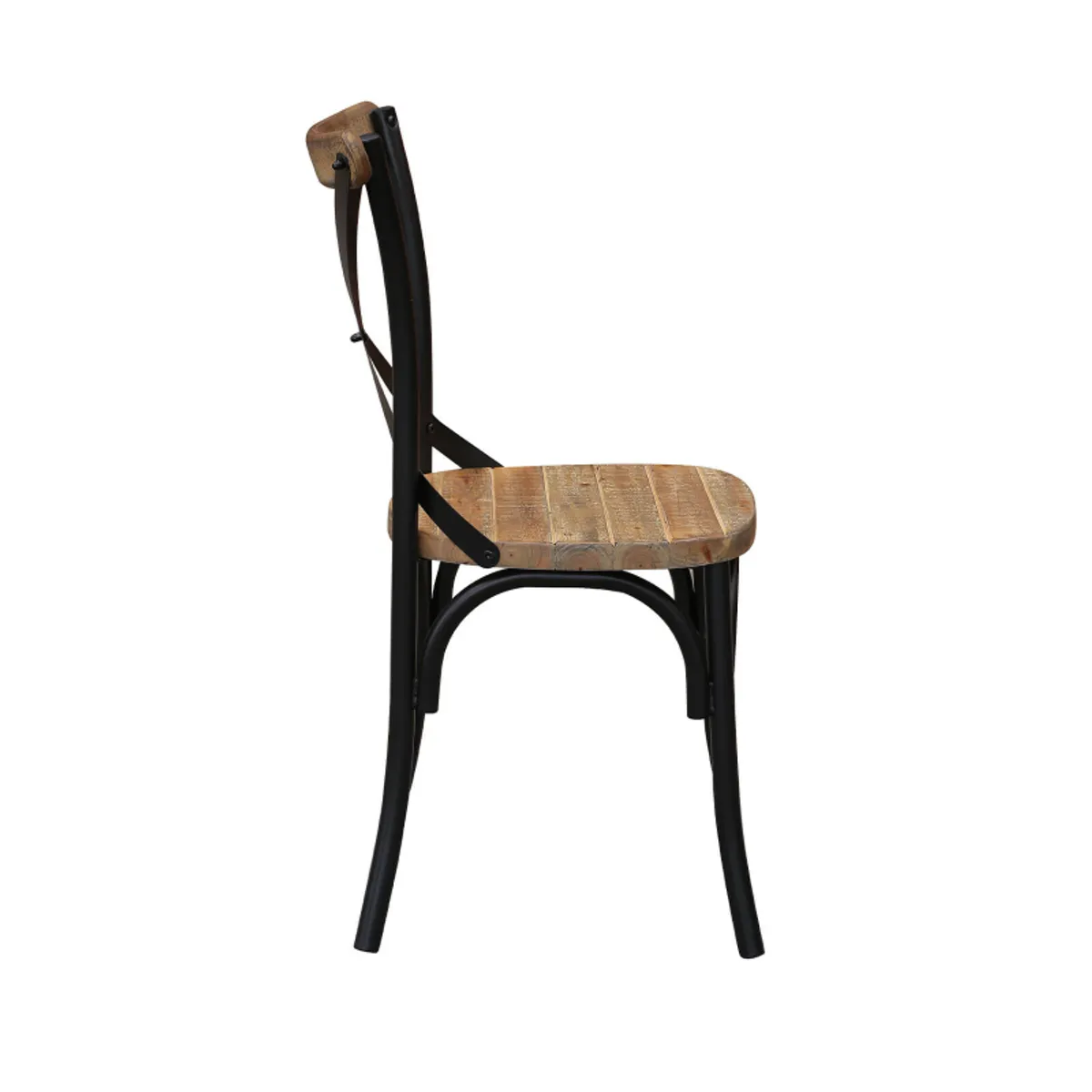 Madie - Chaise bistrot vintage en bois et métal noir — vue 5