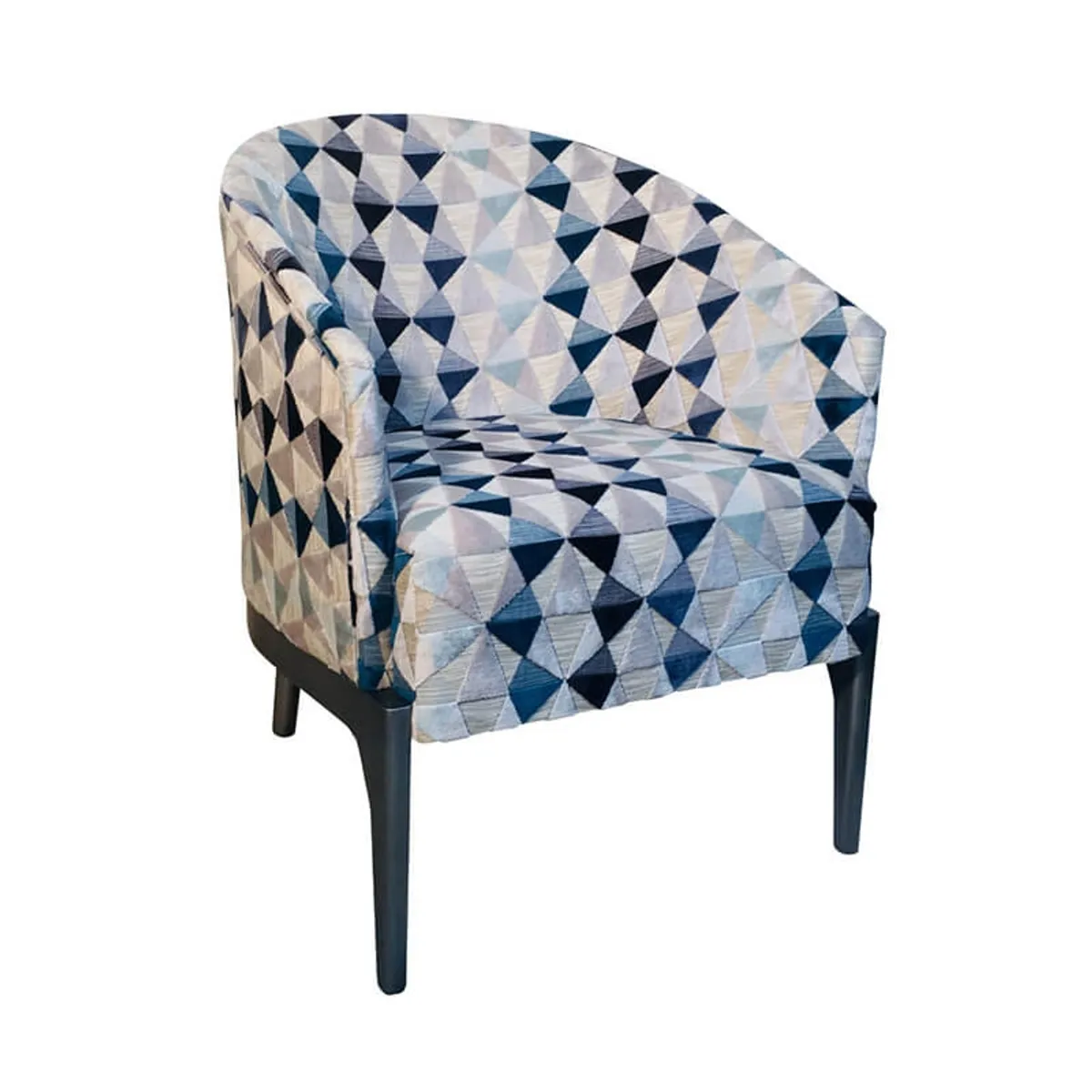 Victor - Fauteuil tonneau Art déco en tissu et bois de hêtre
