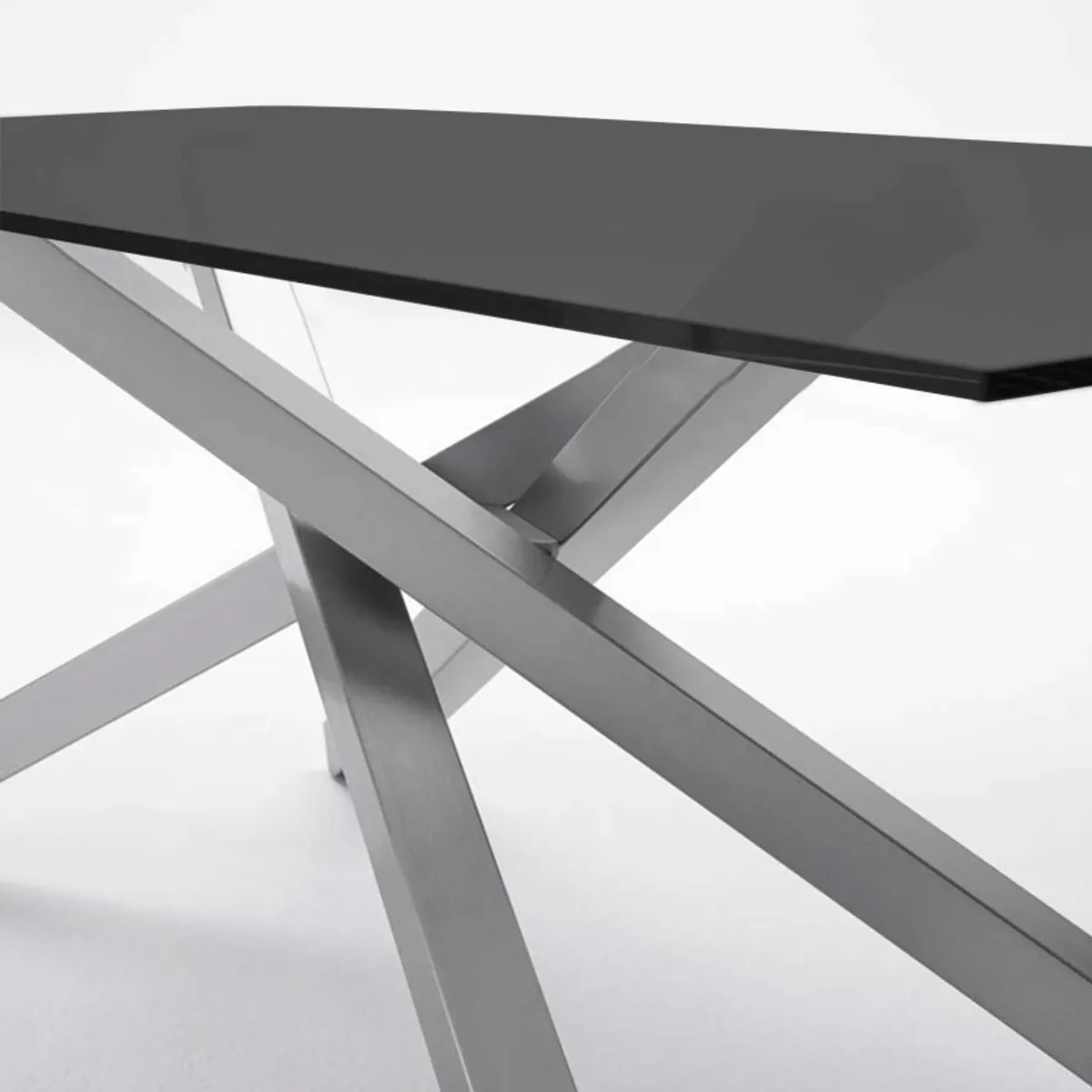 Péchino Midj® - Table design en verre trempé et piétement mikado en métal — vue 3