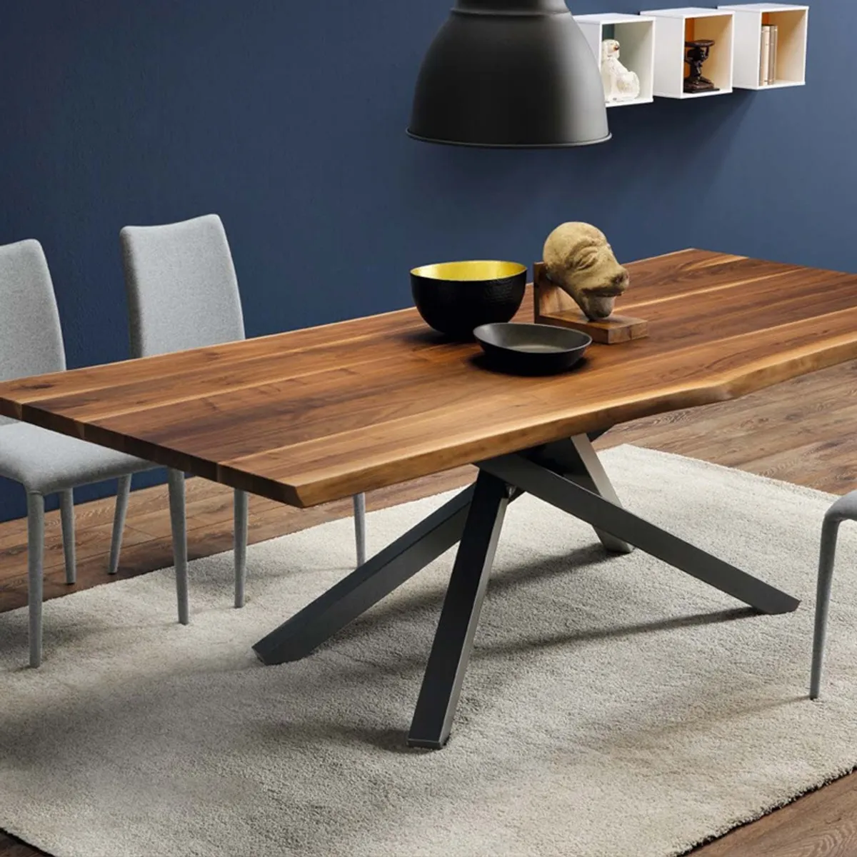 Pechino Midj® - Table design en bois massif piétement mikado en métal — vue 4
