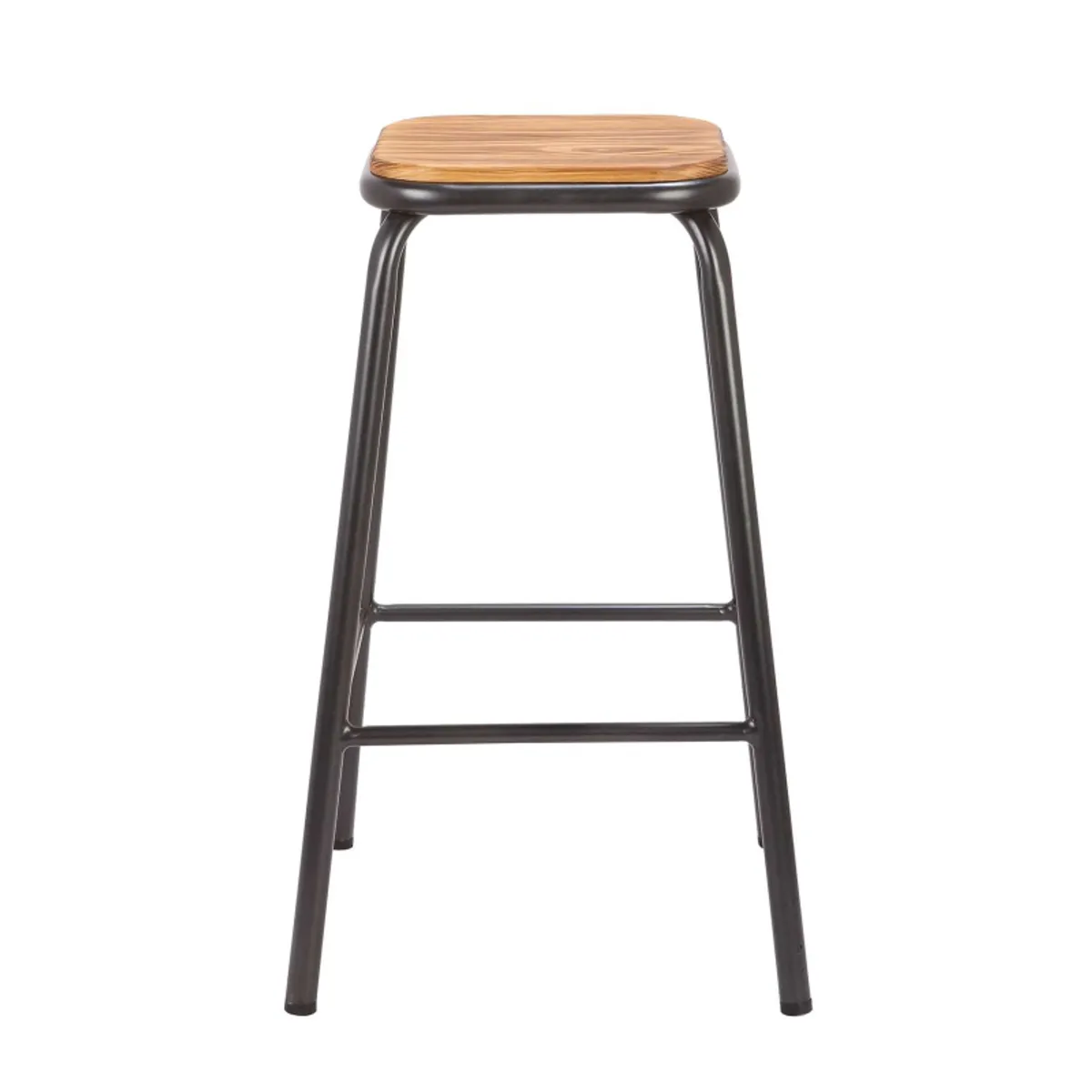 Max - Tabouret snack industriel sans dossier en métal assise bois — vue 5
