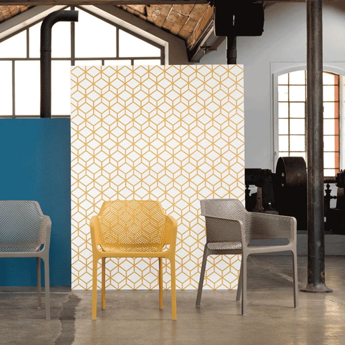 Net - Fauteuil moderne empilable en polypropylène — vue 4