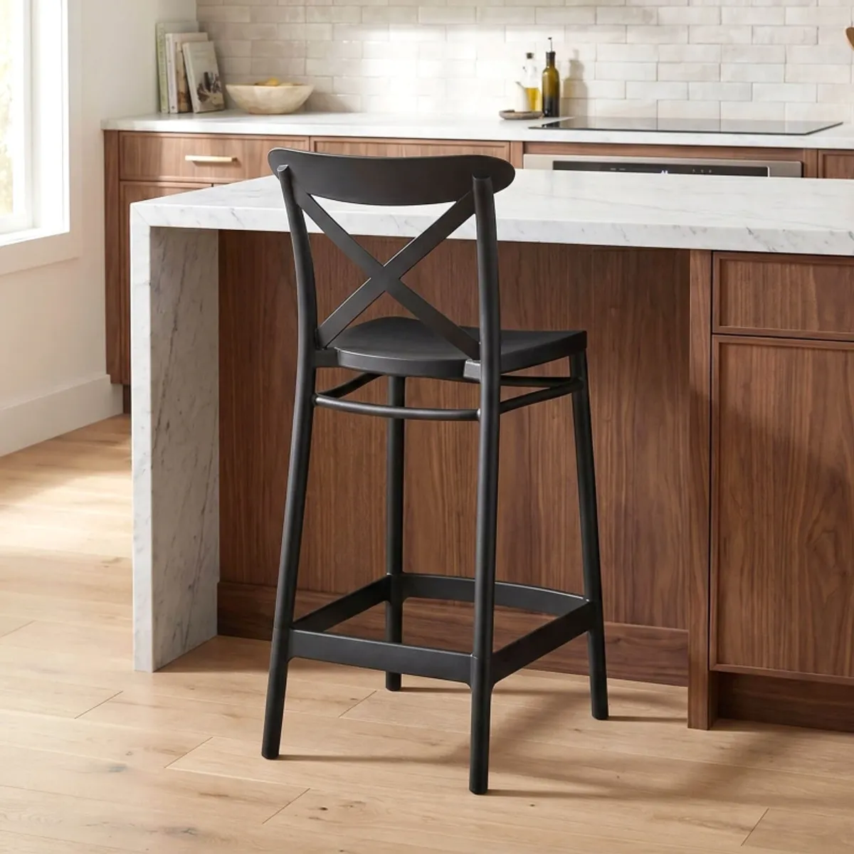 Cross - Tabouret snack moderne en polypropylène avec dossier — vue 5