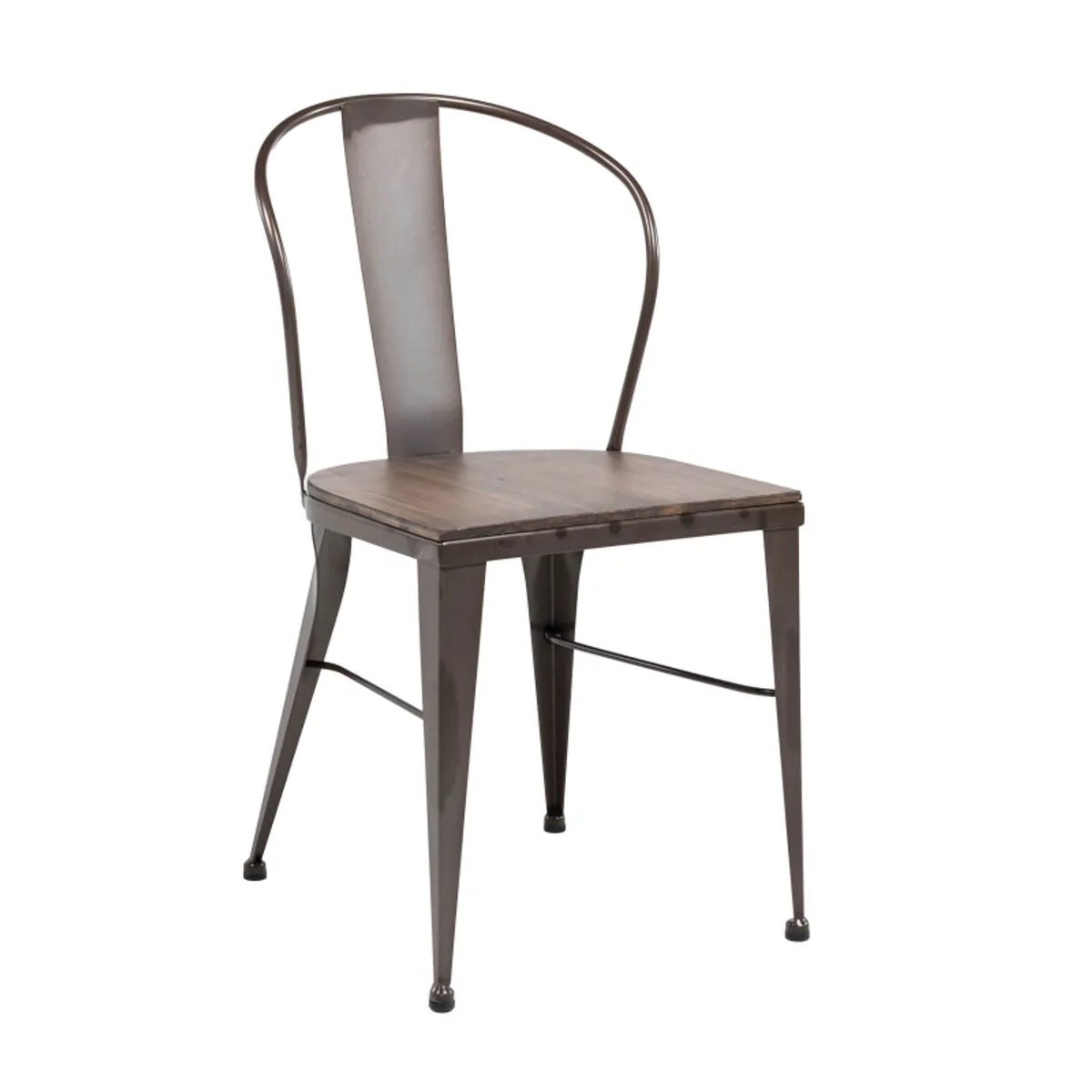 Turia 631 - Chaise industrielle vintage en métal avec assise bois — vue 3