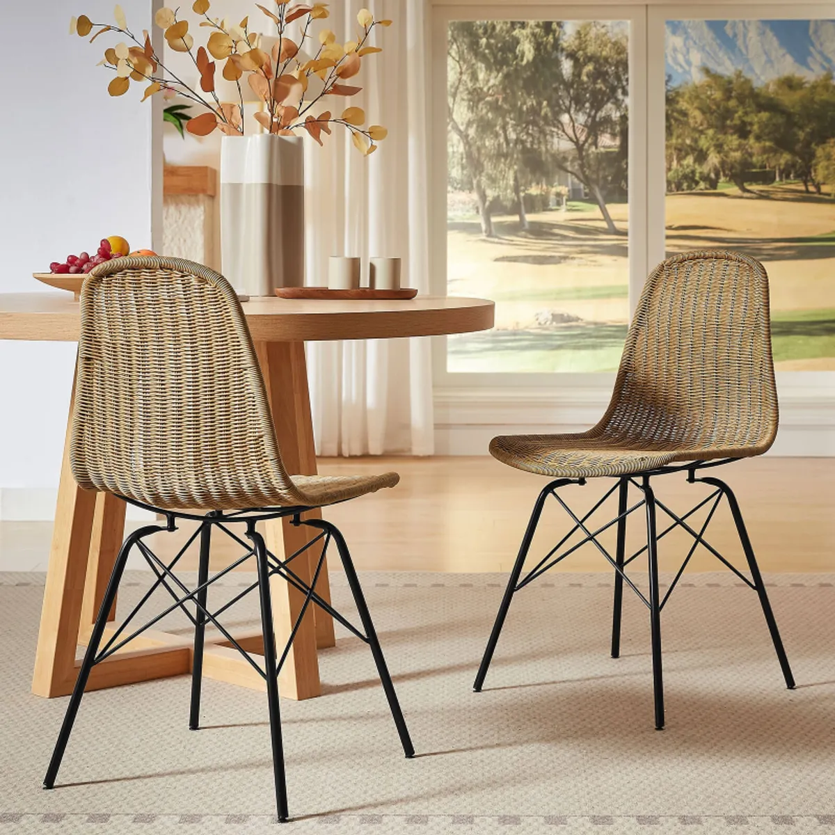 Bornéo - Chaise tressée bohème avec pieds Eiffel — vue 4