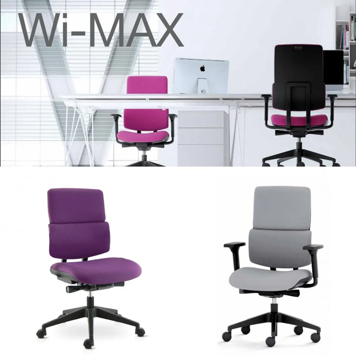 Wi max - Chaise de bureau en tissu avec roulettes — vue 5