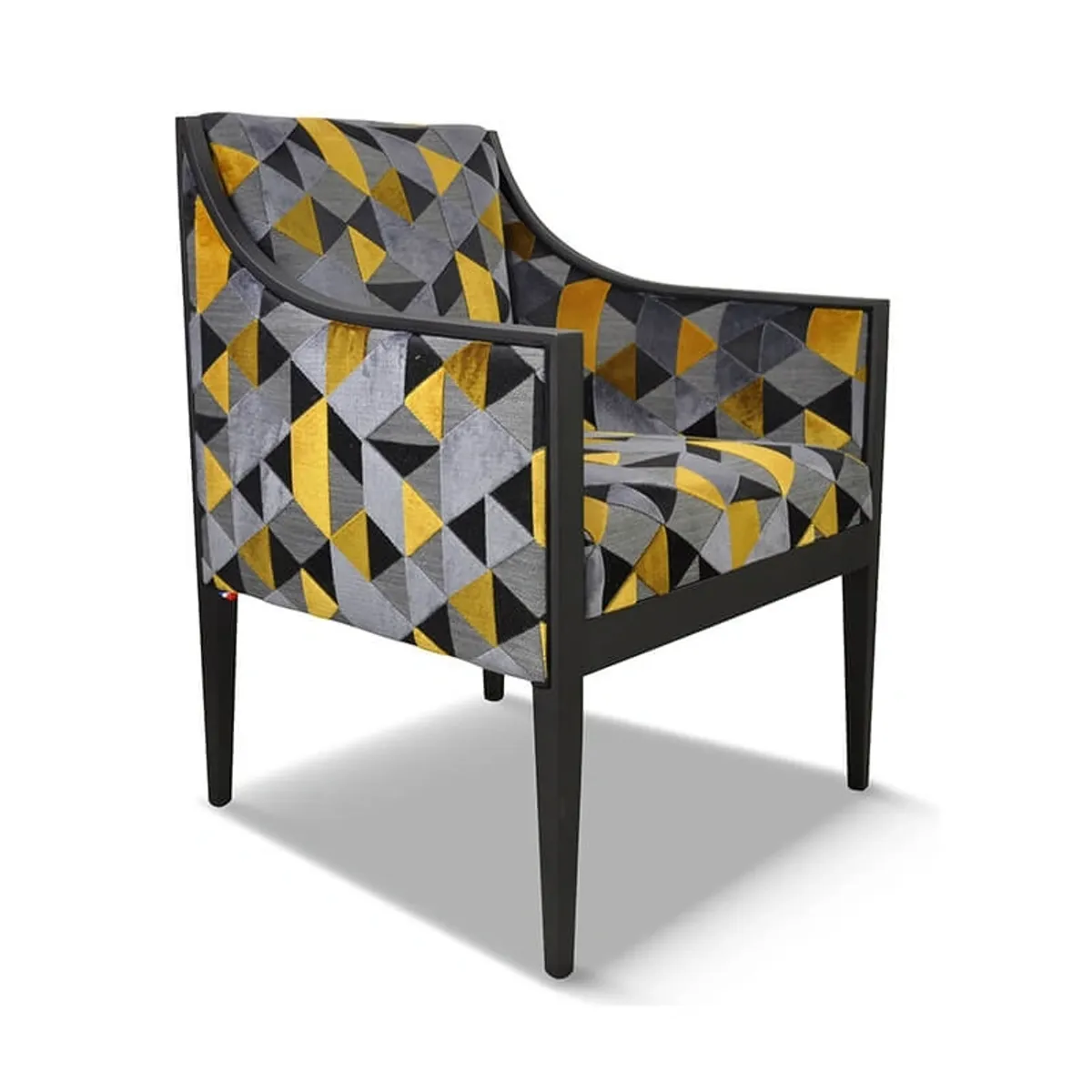 Ethan - Fauteuil Art déco en bois et en tissu fabriqué en France