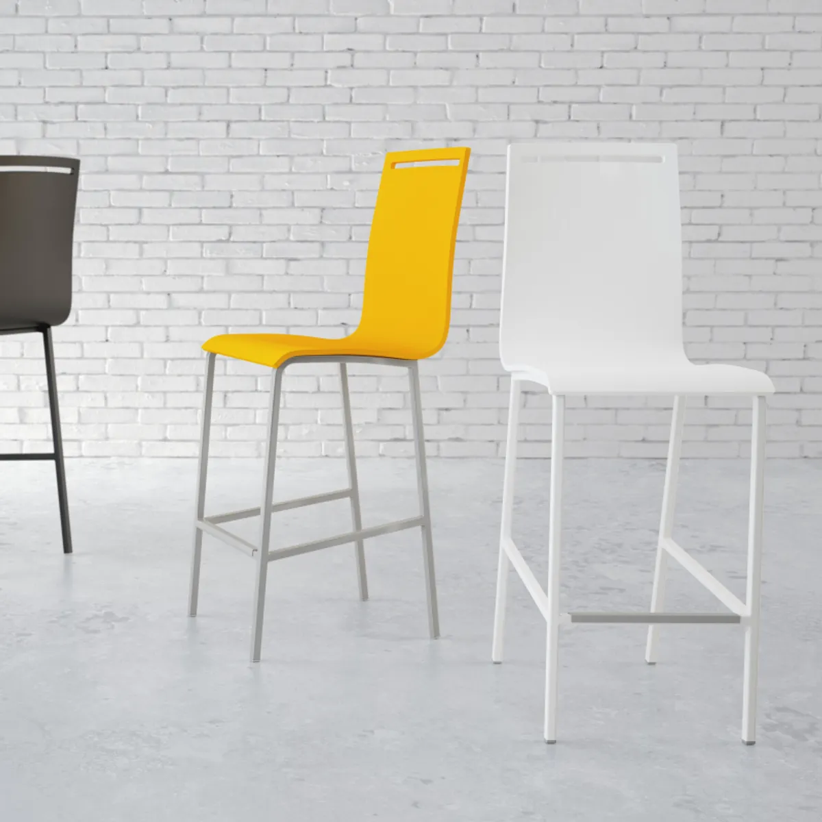 Nera - Tabouret snack en métal et bois hauteur 65 cm — vue 3