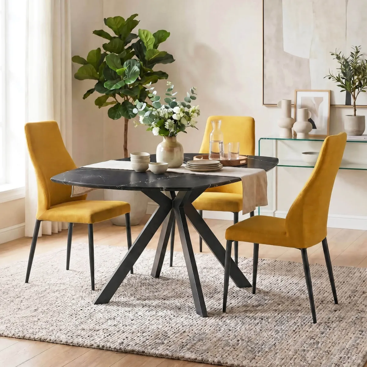 Mathilde - Chaise de salle à manger italienne moderne en tissu et métal — vue 4