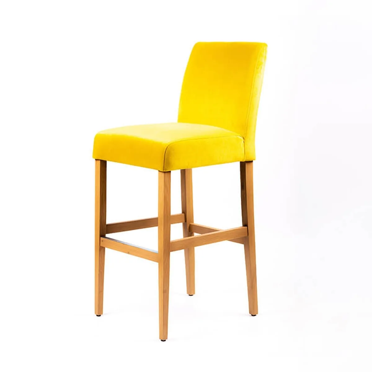 Fritz line - Tabouret de bar avec dos en tissu matelassé et pieds en bois — vue 3