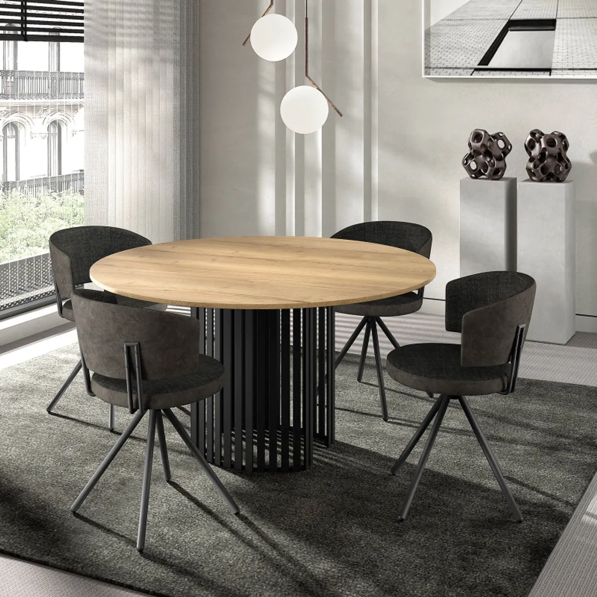 Canvas - Table design ronde avec pied central en métal — vue 4