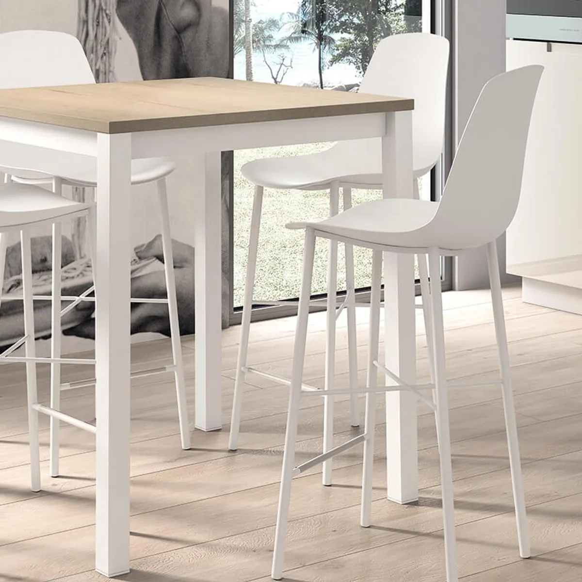 Cloe - Tabouret snack moderne en polypropylène et métal — vue 4