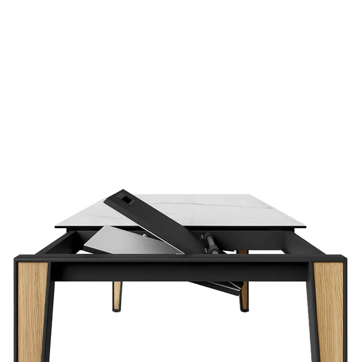 Okaso - Table moderne extensible en céramique avec pieds bois et métal — vue 5