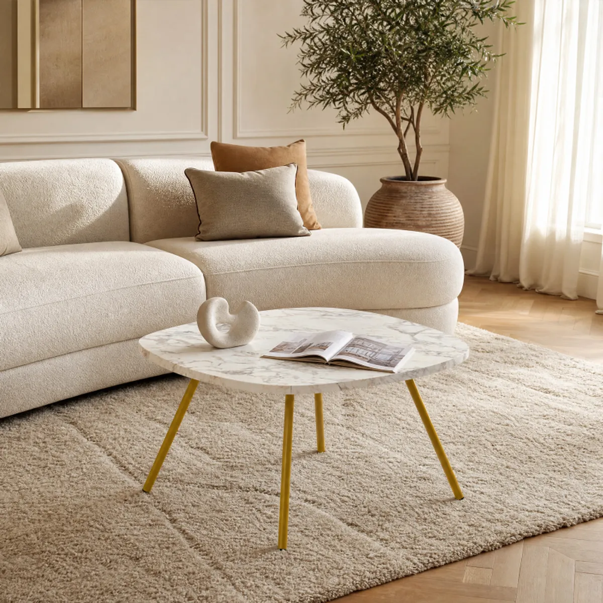 Trevi - Table basse carrée moderne en stratifié avec pieds en métal — vue 4