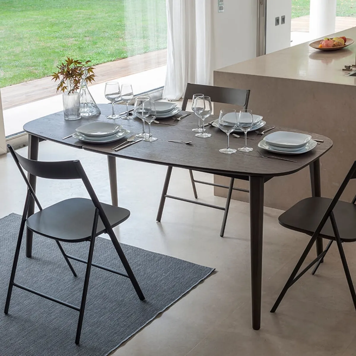Ribot Wood - Table extensible demi - oblongue en bois de fabrication italienne — vue 3