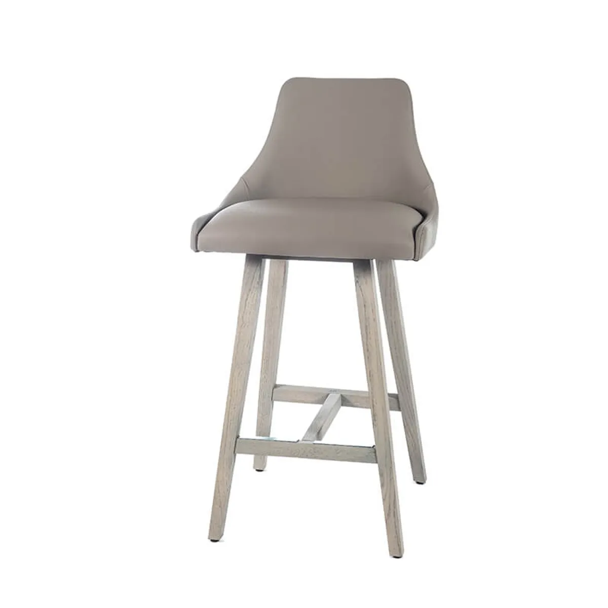 Lars - Tabouret snack moderne avec dossier et pieds en bois — vue 4